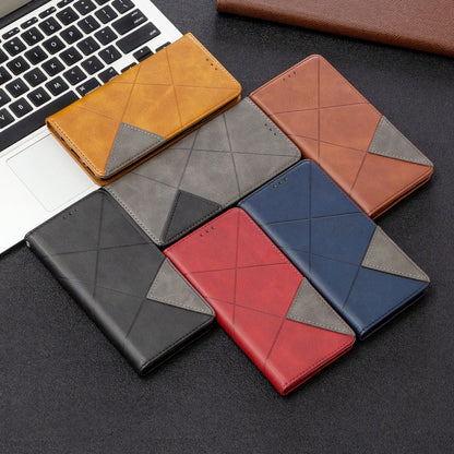 Assorted-color rhombus textured flip magnetic leather phone cases with card slots