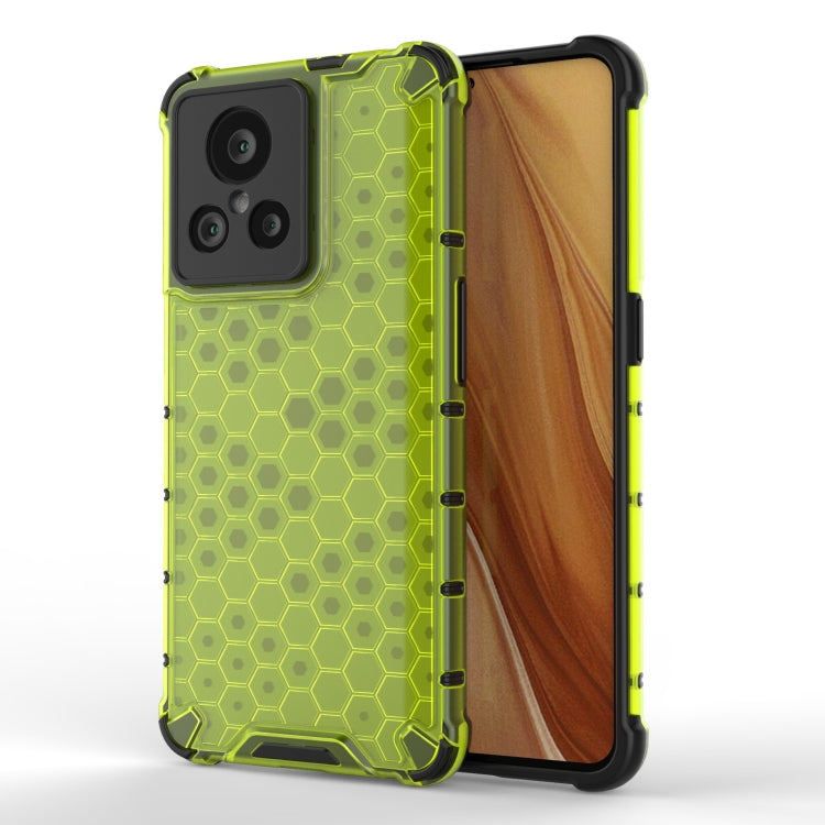 Lime green rugged phone case with honeycomb front and ribbed side bumper