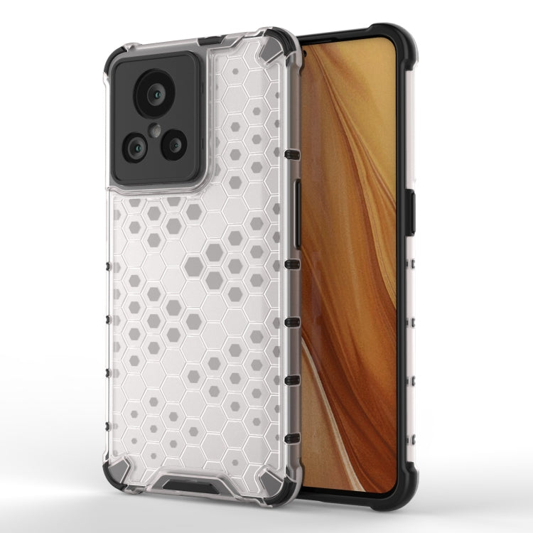 White honeycomb protective phone case with TPU bumper edges and camera cutout