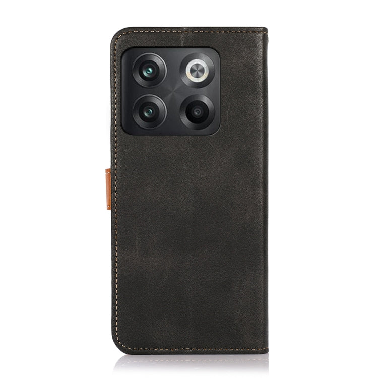 Black leather phone case with camera cutout and raised edge protection