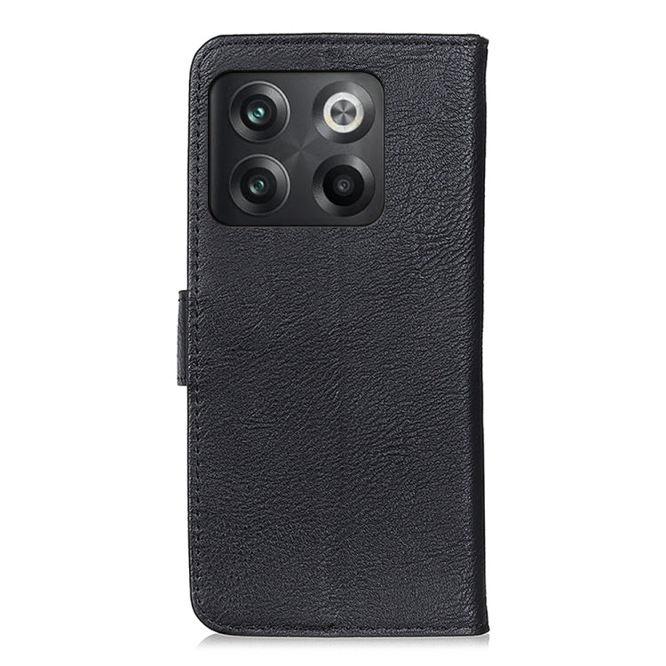 Black cowhide-texture leather phone case with cutouts for the rear cameras