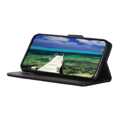 Black cowhide-texture leather phone case with stand for phone viewing