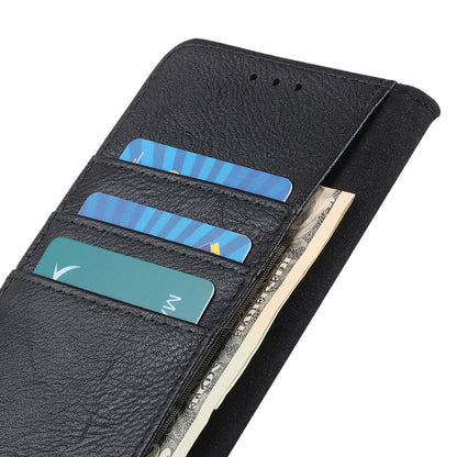 Black cowhide-texture leather case interior with card holder slots