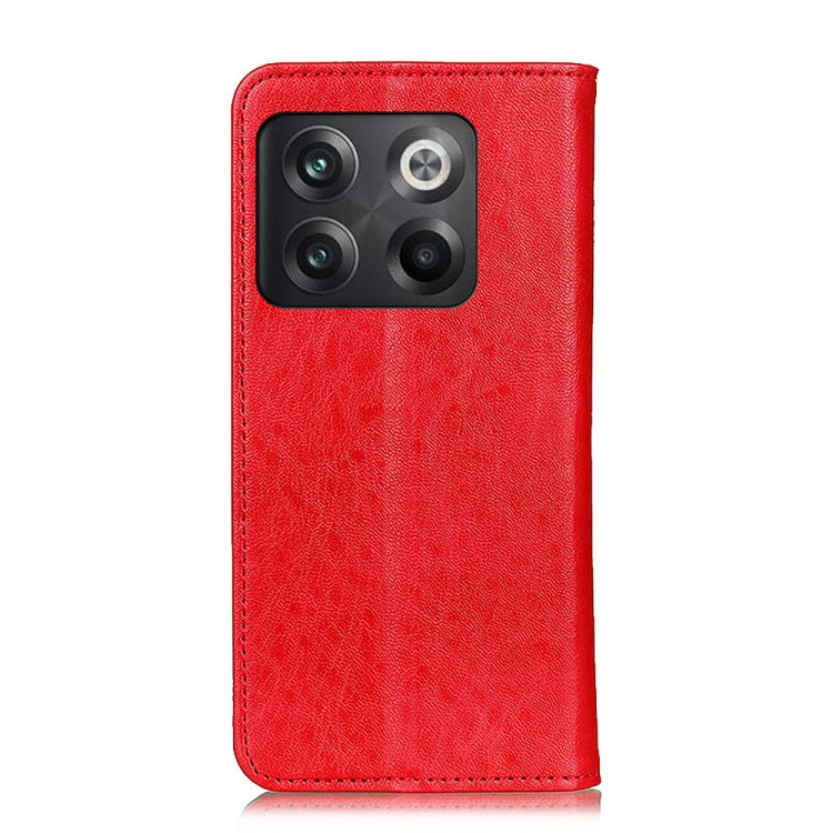 Red leather phone case with camera opening and raised seam detail
