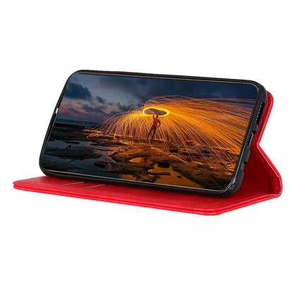 Red magnetic flip phone case with kickstand view and screen cover