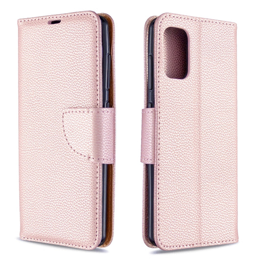 Rose gold PU leather flip phone case with card slot pocket and holder, horizontal style