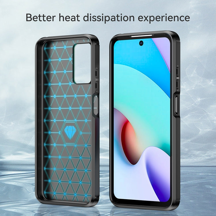 Dark blue brushed TPU phone case with carbon-fiber texture on corners