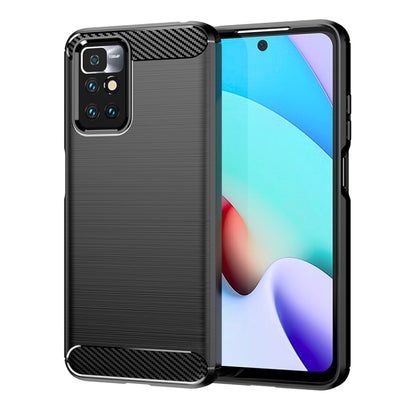 Brushed texture TPU phone case in black with carbon fiber style side accents