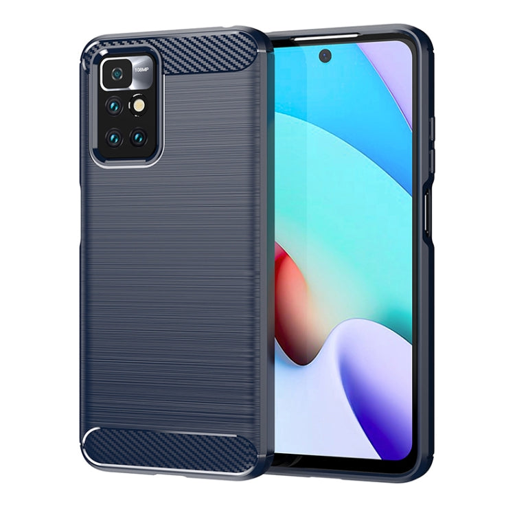 Brushed texture carbon fiber TPU phone case, navy blue, for Xiaomi Redmi 10/10 Prime