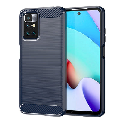Brushed texture carbon fiber TPU phone case, navy blue, for Xiaomi Redmi 10/10 Prime