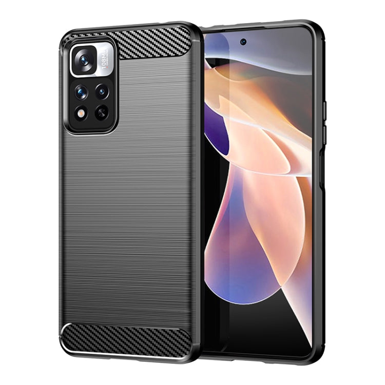Brushed texture TPU phone case, black with carbon-fiber style trim