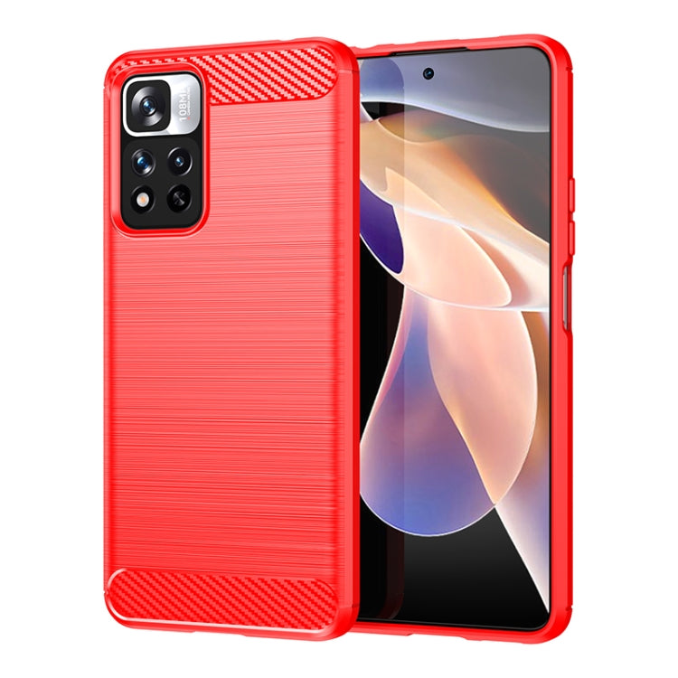 Brushed texture TPU phone case, red with carbon-fiber style trim