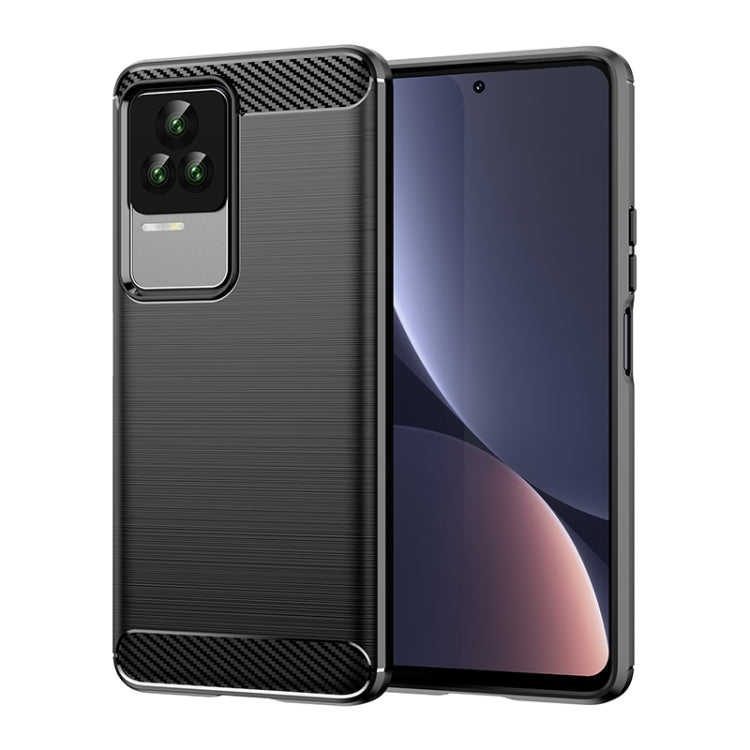 Brushed texture TPU phone case for Xiaomi Redmi K40S, black with camera cutout and raised edges