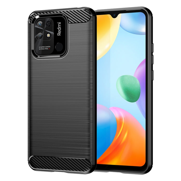 Brushed texture carbon fiber TPU phone case, dark gray/black with carbon-fiber corner accents