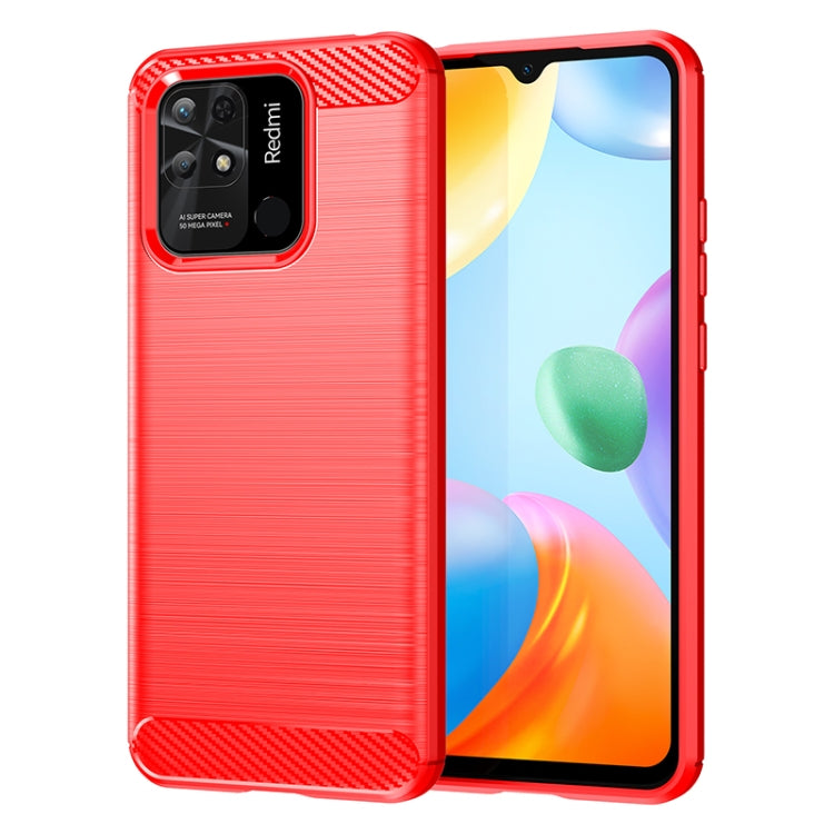 Red brushed texture TPU phone case with carbon fiber corner accents