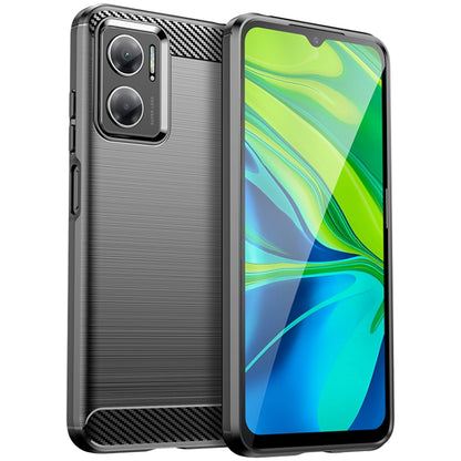 Black brushed texture TPU phone case with carbon fiber accents