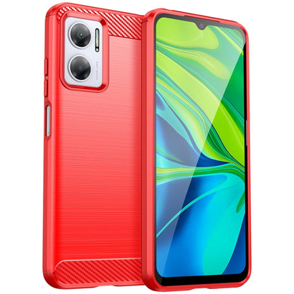 Red brushed texture TPU phone case with carbon fiber accent frame