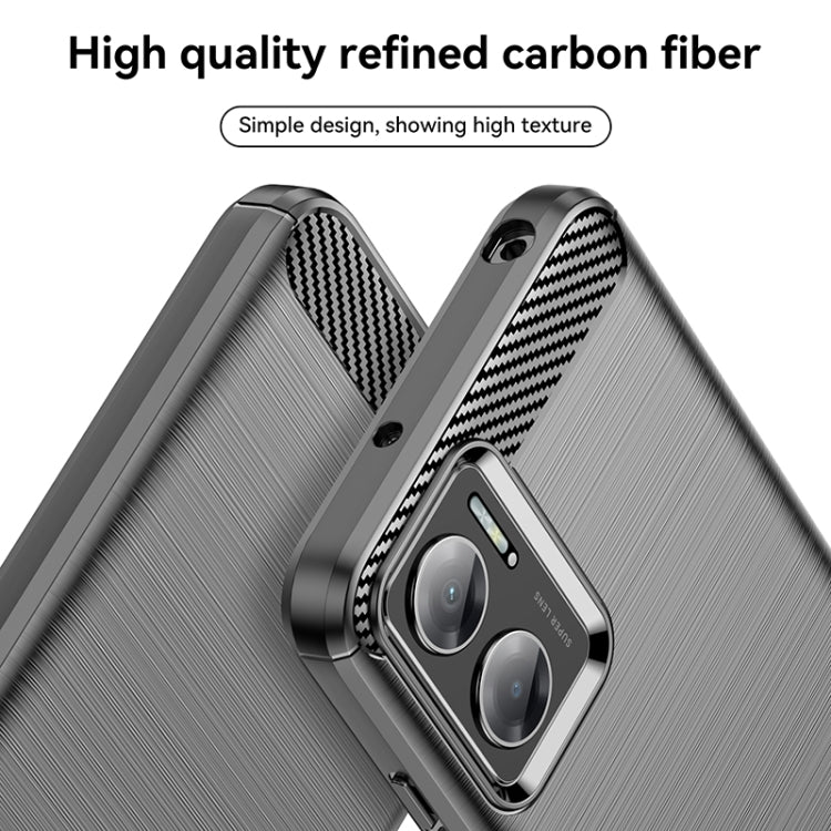 Dark grey TPU phone case with brushed finish and carbon-fiber camera surround