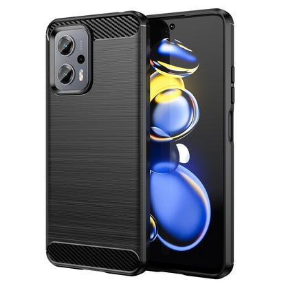 Brushed carbon fiber TPU phone case, dark grey/black, front and back coverage