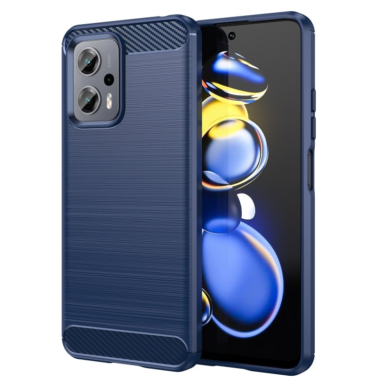 Brushed carbon fiber TPU phone case, blue, front and back coverage