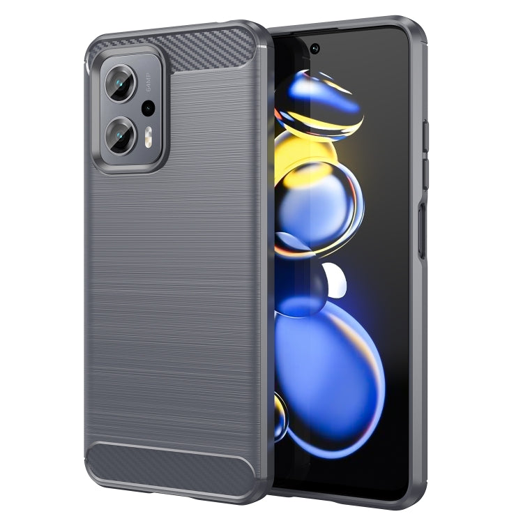 Grey brushed carbon-fiber TPU phone case with camera cutouts