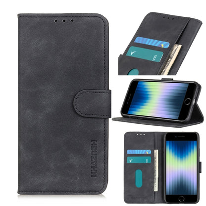 Black flip leather phone case with card slots and stand, horizontal wallet style