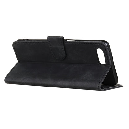Black horizontal flip phone case with built-in kickstand for hands-free viewing