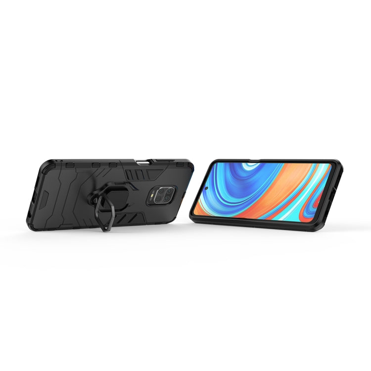 Rugged black phone case with magnetic ring holder and kickstand ring