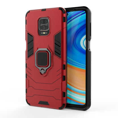 Rugged red phone case with magnetic ring holder and raised corner protection