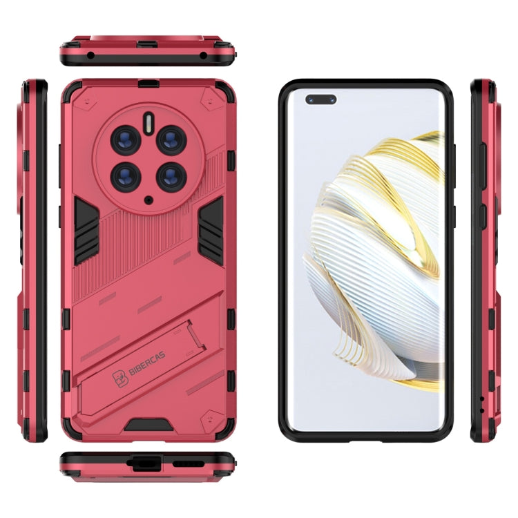 2-in-1 rugged phone case set in red: front, back, and side views with shockproof armor