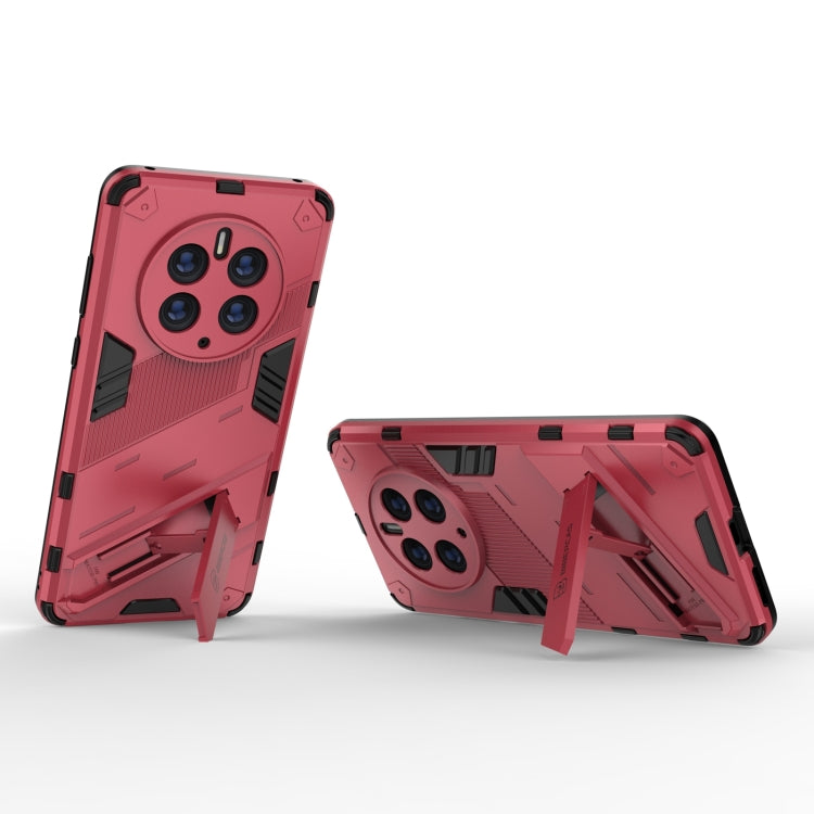 Rugged 2-in-1 phone case in red, kickstand-style support view