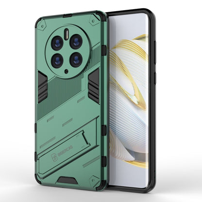 2-in-1 rugged phone case in green with shockproof armor and invisible holder
