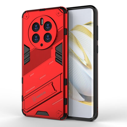 2-in-1 rugged phone case in red with protective corners and invisible holder