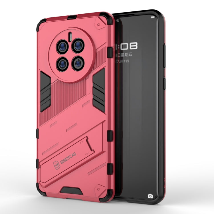 2-in-1 rugged red phone case with invisible holder, phone screen covered