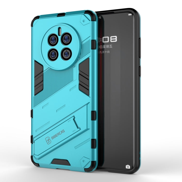 2-in-1 rugged blue phone case with invisible holder, phone screen covered