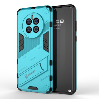 2-in-1 rugged blue phone case with invisible holder, phone screen covered