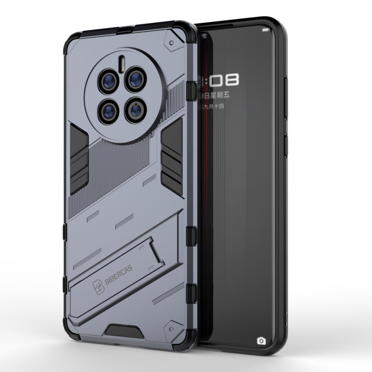 Grey rugged shockproof phone case with black accents and raised camera protection