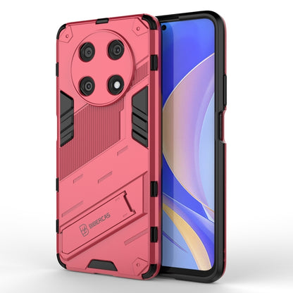 Light red rugged shockproof phone case with black accents and raised camera protection