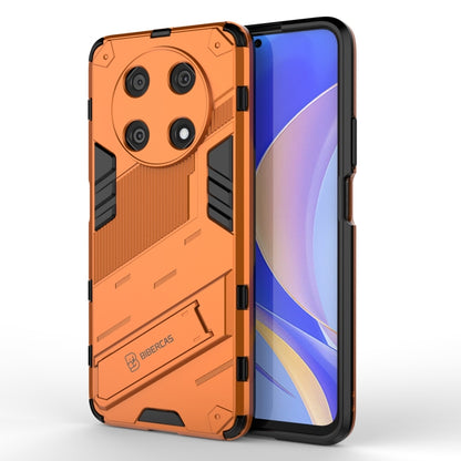 Orange rugged shockproof phone case with black accents and raised camera protection