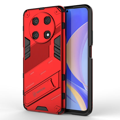 Rugged red phone case with shockproof bumper and invisible holder