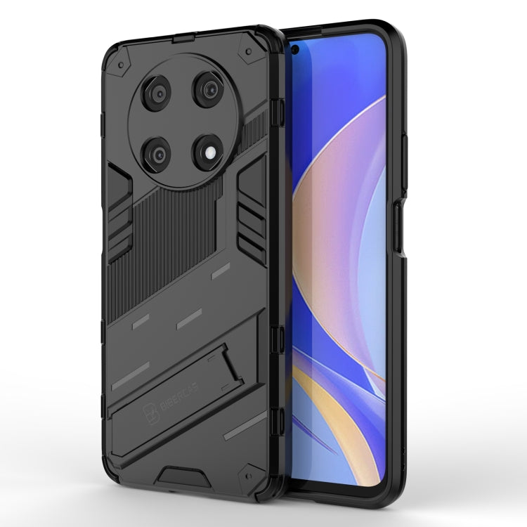 Rugged dark gray phone case with shockproof bumper and invisible holder