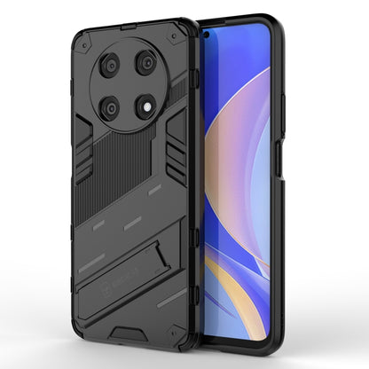 Rugged dark gray phone case with shockproof bumper and invisible holder