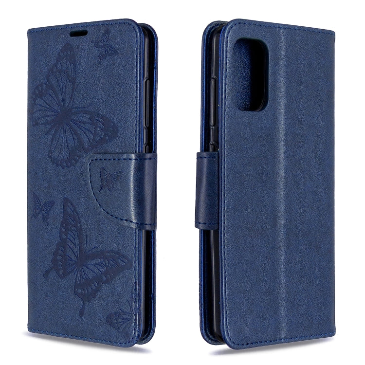 Embossed butterfly folio leather phone case with card slot, dark blue