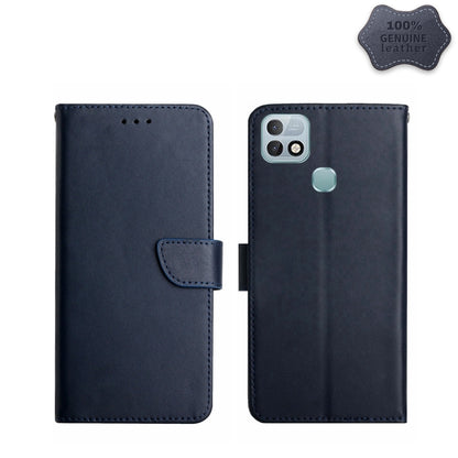 Black leather flip phone case with magnetic strap and phone camera cutout, open