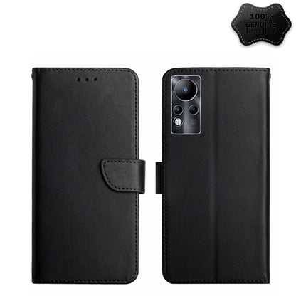 Genuine leather flip phone case, black, horizontal wallet style with magnetic strap