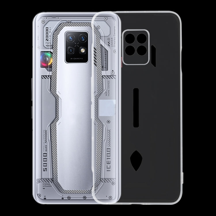 Clear TPU phone case showing camera cutouts and side button openings