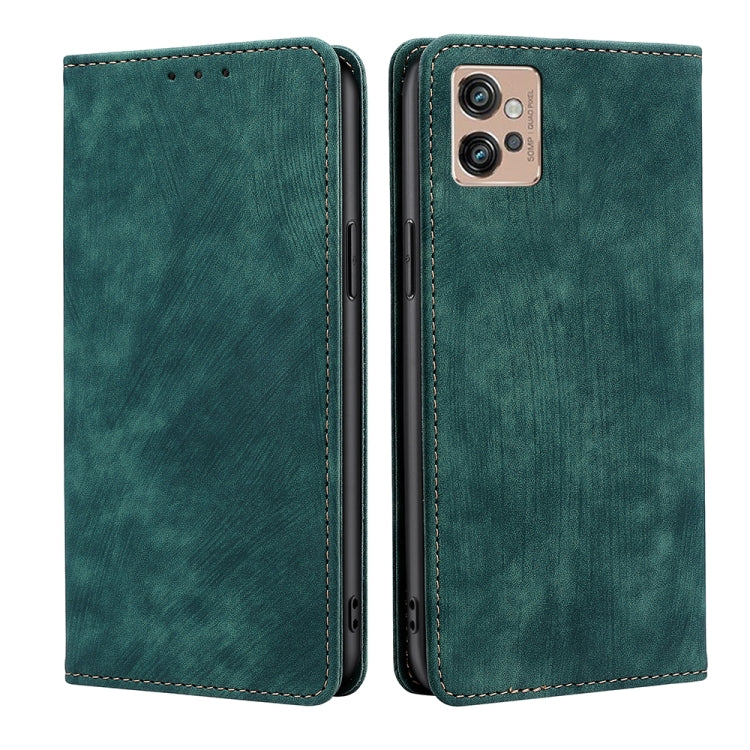 Green magnetic leather wallet phone case, two-piece design with stitched edges