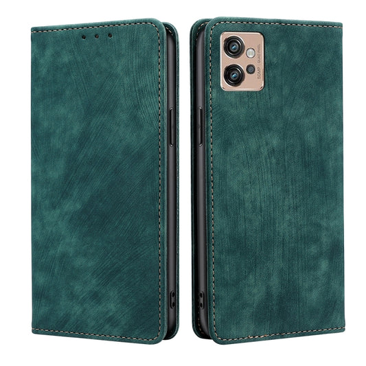 Green magnetic leather wallet phone case, two-piece design with stitched edges