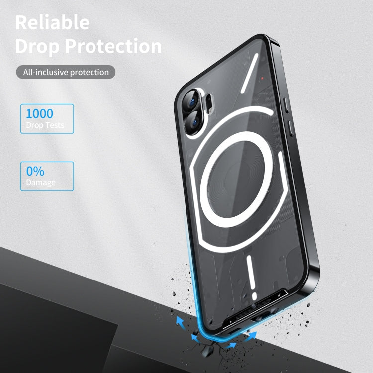 Full-coverage magnetic phone case with ring stand and raised drop-protection edges