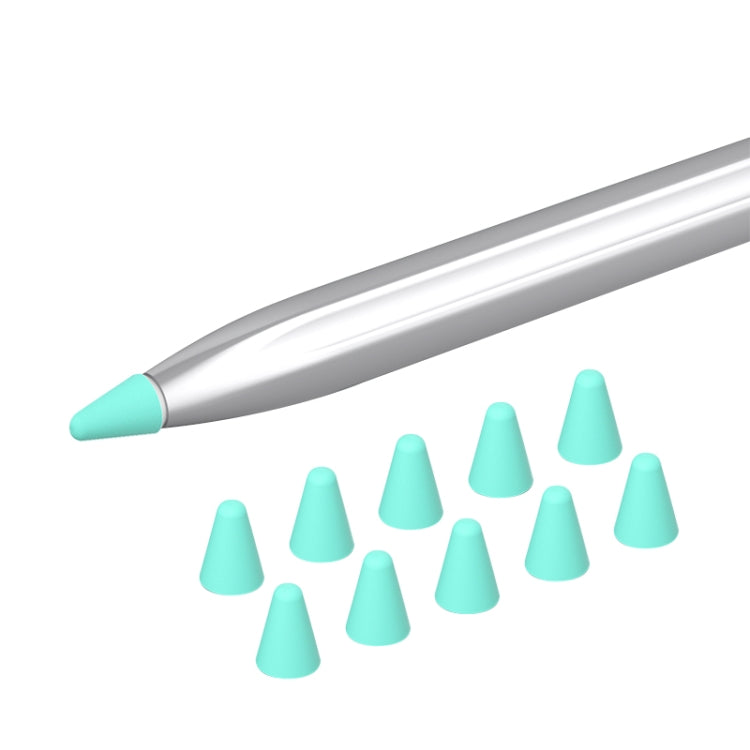 Silicone nib caps set for stylus, with mint green cap and multiple turquoise tips